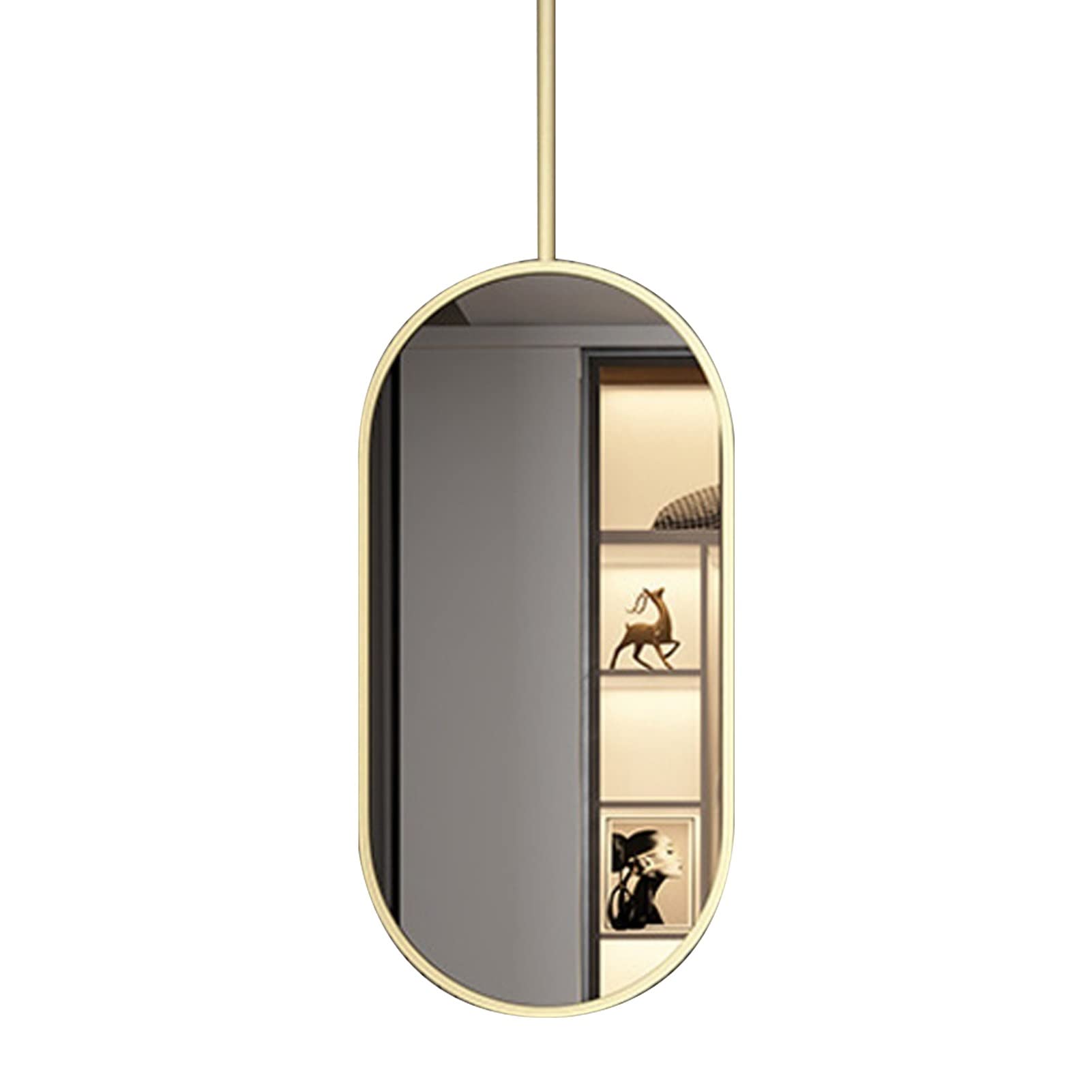 Miroir de salle de bain suspendu doré en métal rectangle 40x70 cm