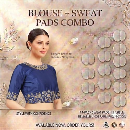 Image of Studio Shringaar Women's Readymade Art Silk Embroidered Saree Blouse with Elbow Length Sleeves