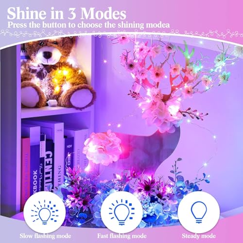 Image of LITVERSE 3 Pack Fairy Lights Battery Operated [3 Modes], 7ft 20 Led Twinkle Lights String Lights Waterproof Bulk Small Mini Silver Wire for Mason Jars Vases Wedding Table Centerpiece,Multicolor