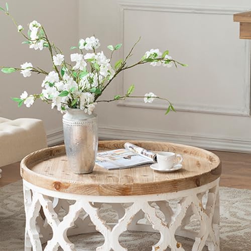 Williamspace 31.9 Rustic Round Coffee Table for Living Room and Home Office