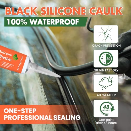 Image of RTV Silicone Sealant Adhesive, 100% Waterproof Silicone Caulk, Strong Adhesion, Shrink & Crack Resistant, All-Purpose Caulk for Car, Kitchen, Bathroom, Window & Door Sealing - 1.8 Fl. Oz (Clear)