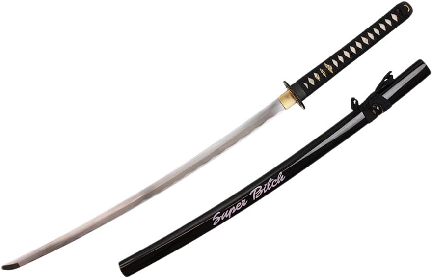 Onikiri F-583-BK 1045 Super Bitch, Real Rayskin, Sword Bag Carbon Steel Scabbard, 42", Black