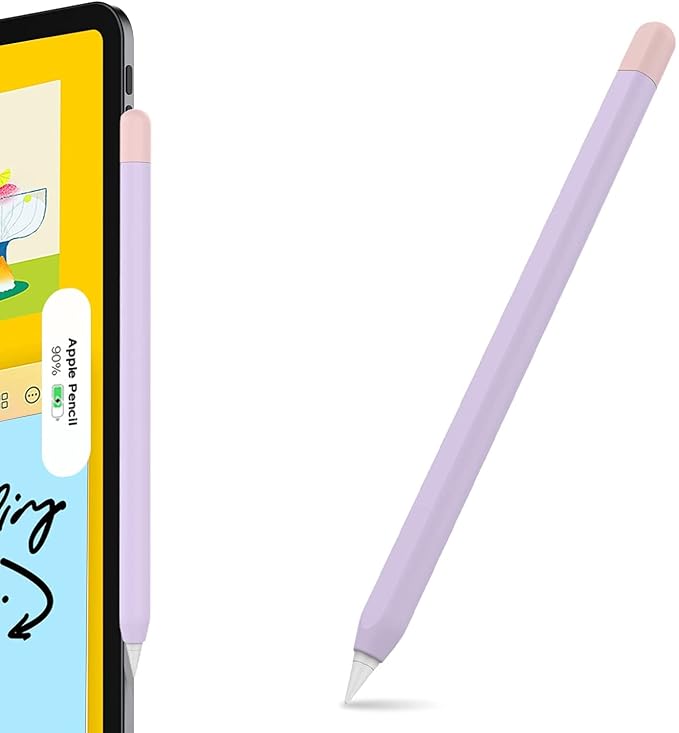 Meyaar Pencil Case Compatible with Apple Pencil 2nd Generation Case, Sleeve Silicone Cover Accessories for Apple Pencil 2nd Generation (Purple, Pink)