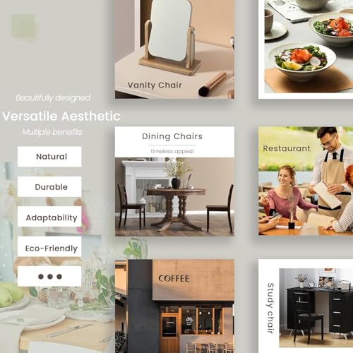 Walnut Wood Dining Chairs Set of 4, Armless Kitchen Chairs with…