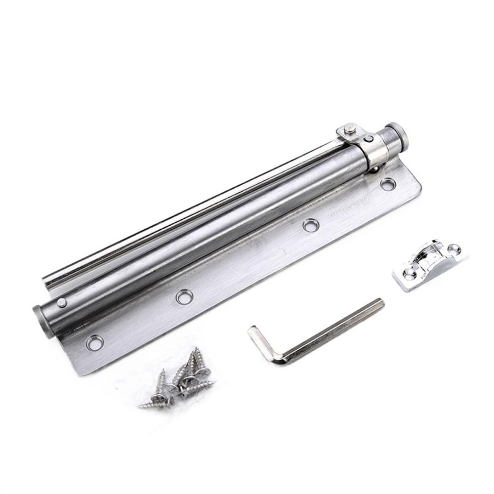 Lkfjnhepf One Color Door Closer Adjustable Door Closer Stainless Steel Automatic Spring Silver Tone Strength For Home Office Fire Rated Gate 40Kg