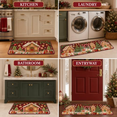 Christmas Kitchen Mat Gingerbread Rug Set of 2 Non Slip Holiday Decor - image 6