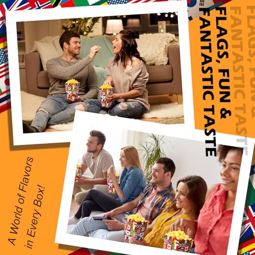 Image of SiliFine 24 Pcs International World Flags Popcorn Boxes for Movie Night, Around the World Party Supplies, Multicultural Decorations Popcorn Containers, Sport Party Travel Trip Retirement Supplies