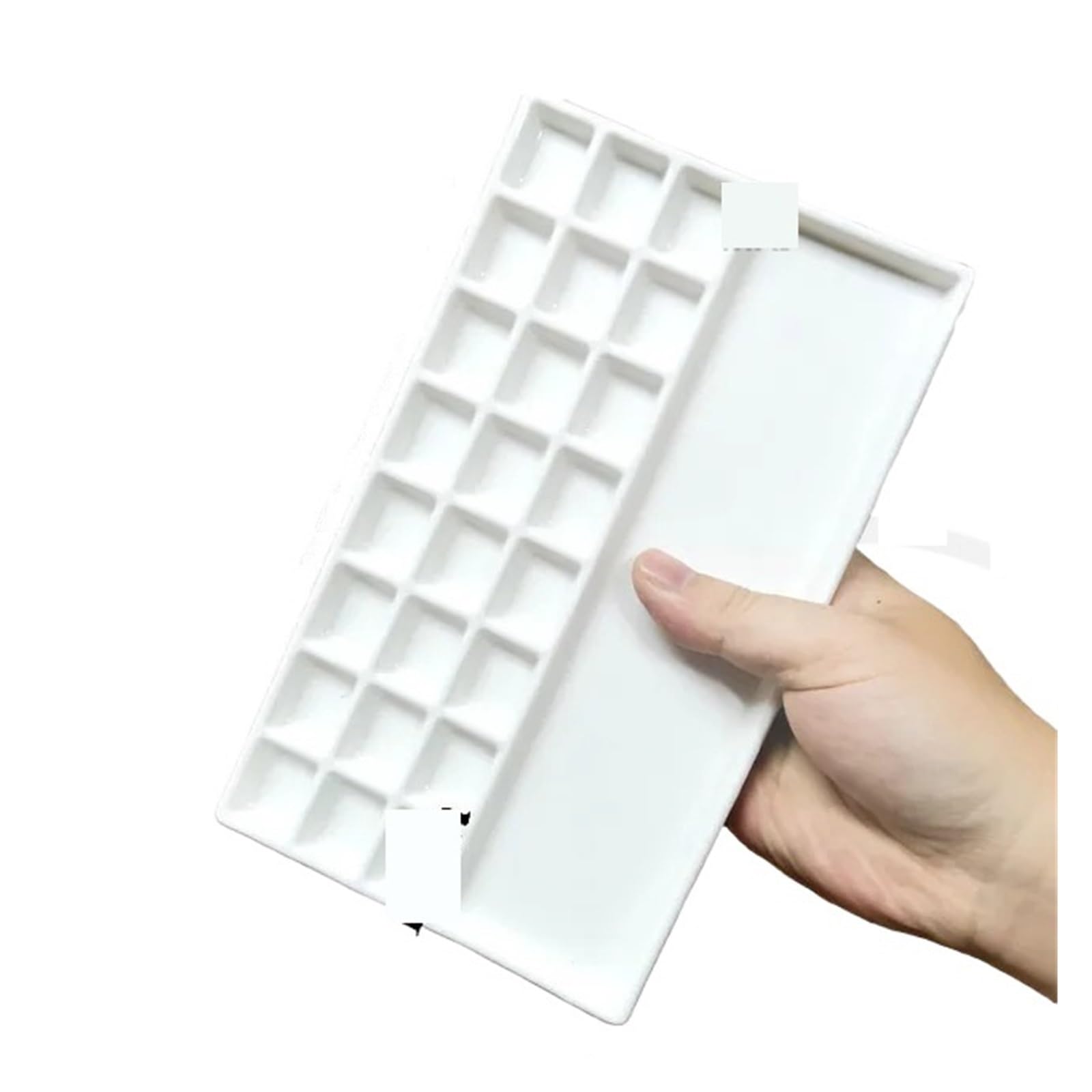 Ceramic Paint Palette Ceramic Watercolor Palette Large Rectangular Multi-grid White Porcelain Easy to Clean Painting Tools Art Supplies for Watercolour(223 * 130mm)