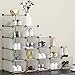 HOMIDEC Schuhregal, 16 Würfel Schuhschrank Kunststoff Schuhkarton Organizer für Schrank Flur Schlafzimmer Eingang(Transparent)