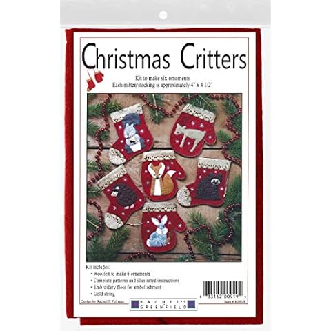 RACHEL'S OF GREENFIELD Felt Ornament KIT, Christmas Critters, Small Cover