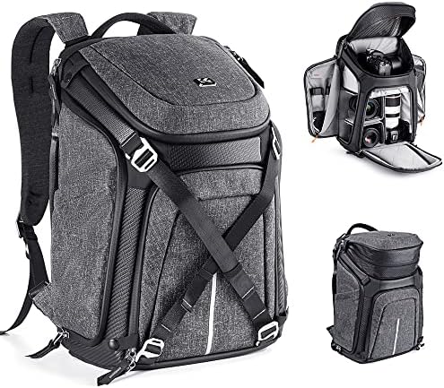 K&F Concept 25L Alpha Camera Backpack+Top Extension 1.5L, 3 Side Open, Detachable Buckle for Shoulder Bag/Backpack Switching, Holds 2 Camera, 4 Lenses, 15.6 Laptop for Professional Photographer