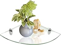 Vista 14 de Fab Glass and Mirror Estante flotante rectangular de 10 x 48 pulgadas con soportes cromados, estantes de vidrio, transparente