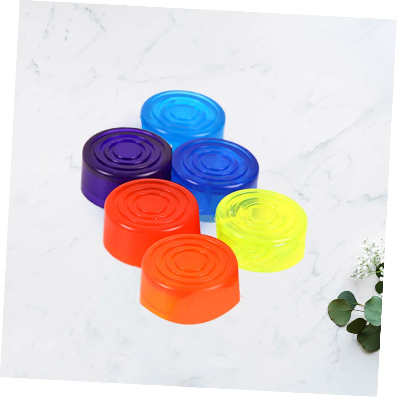 HEMOTON 6pcs Guitar Effect Footswitch Topper Red/yellow Light Toe Protectors for Pedal Caps Guitar