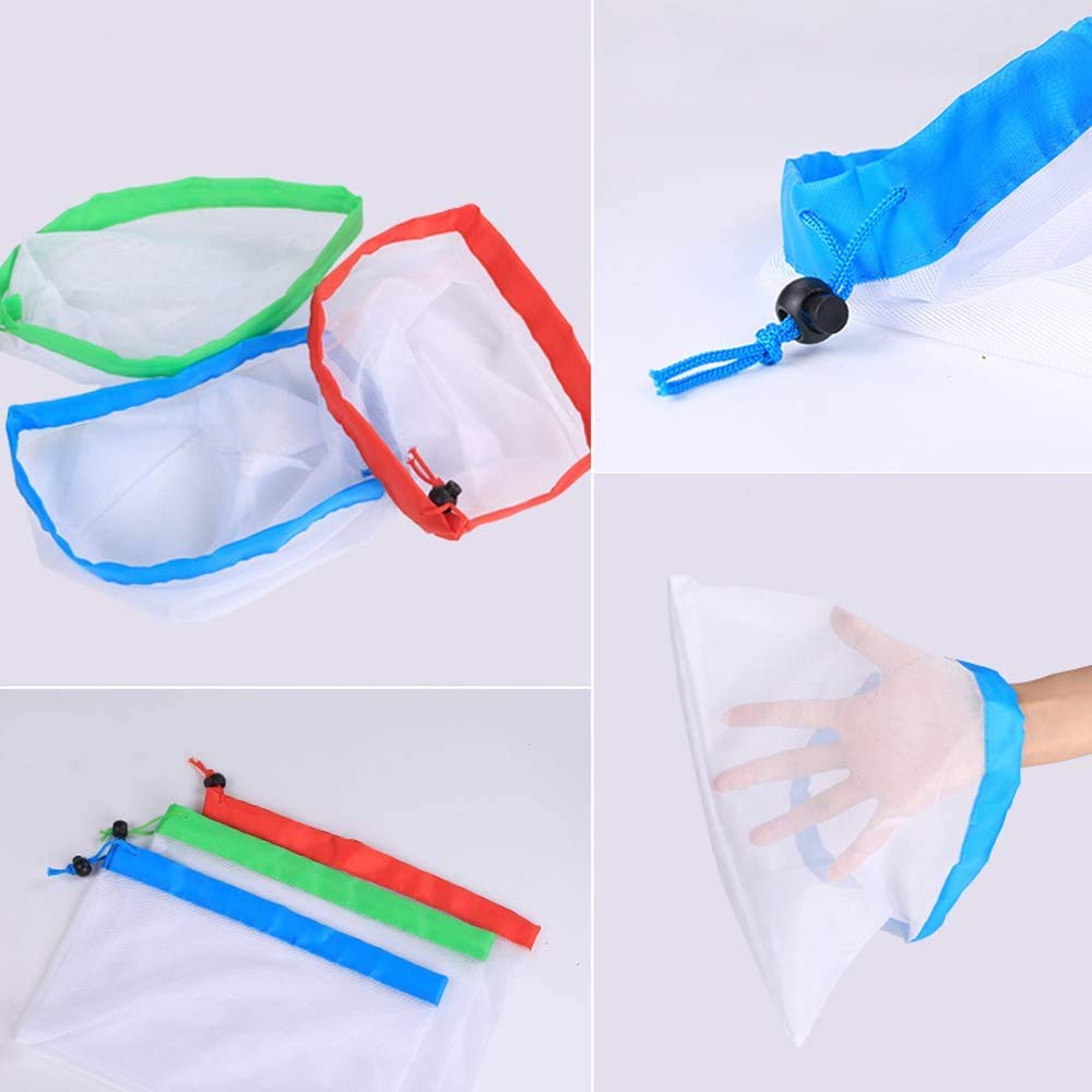 VOANZO Lot De 12 Sacs En Filet Pour Fruits Et Légumes Réutilisables, Lavables Et Respectueux De L'environnement Pour L'épicerie, Le Stockage Des Fruits Et Légumes