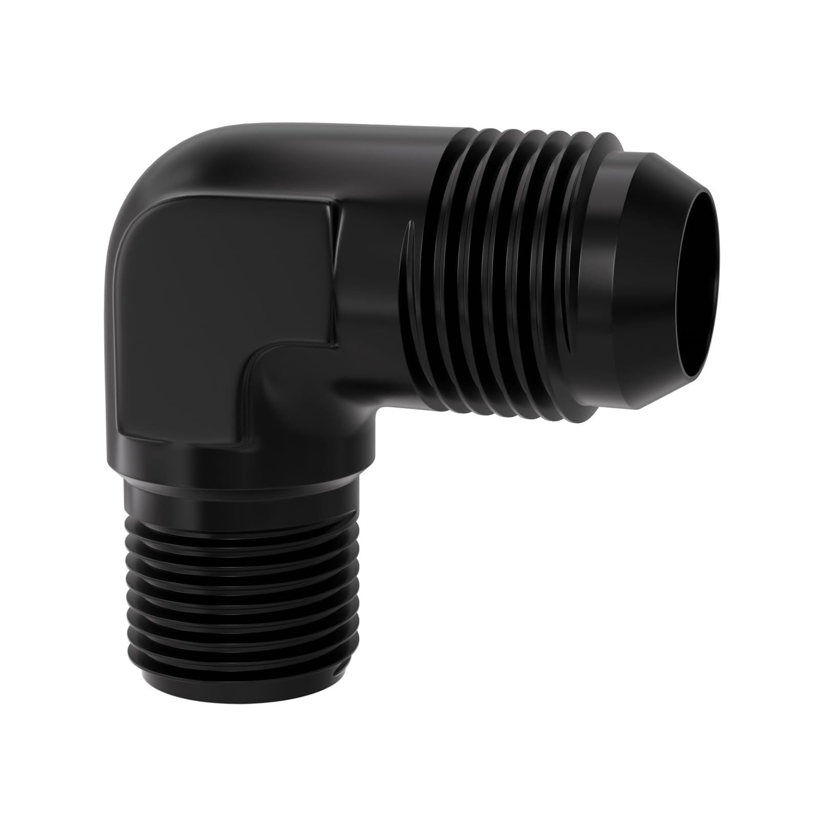 LokoCar AN8 To 3/8 NPT 90-Degree Fitting Adapter – Black Anodized Aluminum, 1 Year Warranty