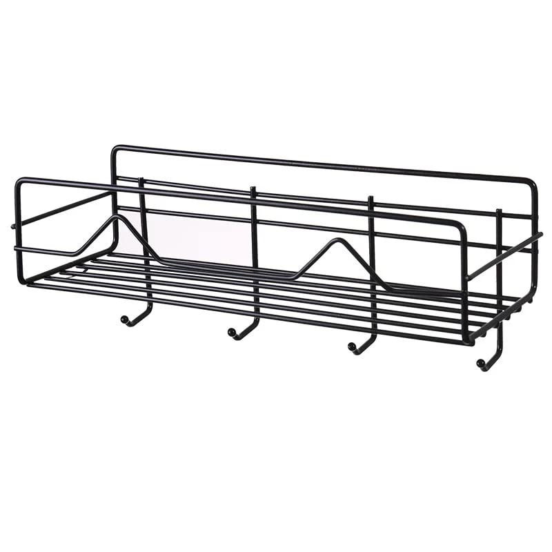 Black Shower Caddy Self Adhesive Organizer for Bathroom Storage with Hooks