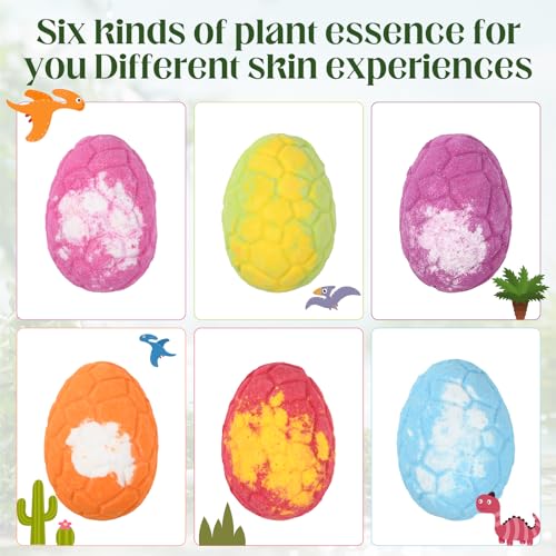 Bezavea 6 Pack Bath Bombs for Kids with Surprise Dinosaurs Toys Inside, Handmade Large Bath Bombs Gift Set, Natural Essential Oil SPA Bath Fizzies Set, Christmas Birthday Gifts for Boys Girls - Image 4