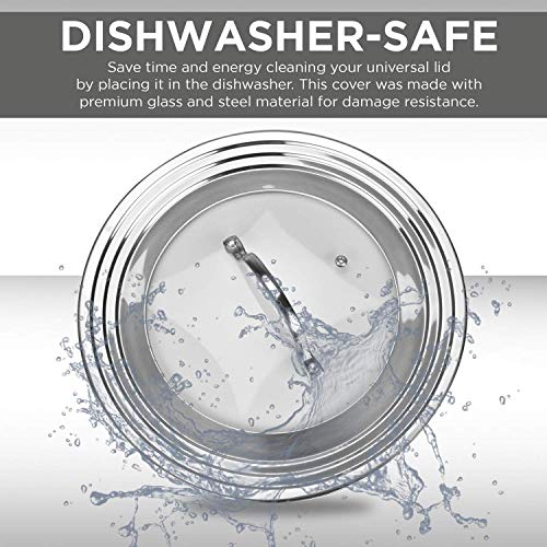 Modern Innovations Universal Lid With Tempered Glass Top For Pots & Pans, Fits 8.25, 9, 10, 11, And 12 Inch Cookware - Large Replacement Frying Pan Cover, Cast Iron Skillet Lids - Stainless Steel #TOP7