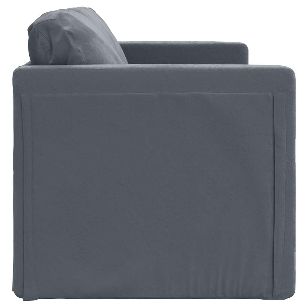 Sofá Cama de Suelo 2 en 1 Terciopelo Gris Oscuro 122x204x55 cm