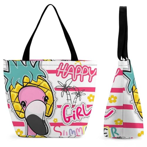 Sac à bandoulière flamant rose et ananas idéal pour vos escapades et vacances