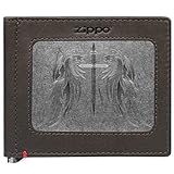 Zippo Mocha Money Clip Wallet- Cross Wings Metal Plate Design