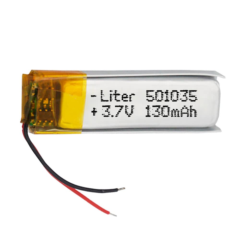 Batería 501035 LiPo 3.7V 130mAh 0.481Wh 1S 5C Liter Energy Battery para Electrónica Recargable teléfono portátil vídeo smartwatch Reloj GPS - No Apta para Radio Control 35x10x5mm (130mAh|501035)