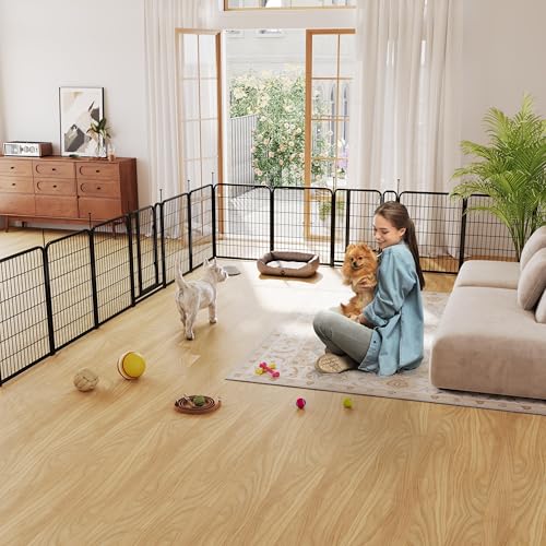 Yaheetech Welpenlaufstall 8-teilig 80cm, Hundeauslauf Einteilige Verriegelung, Verbindungsstangen mit rundem Kopf, Faltbare Freilaufgehege für Hunde Wohnung und Garten, Aufbau werkzeugfrei