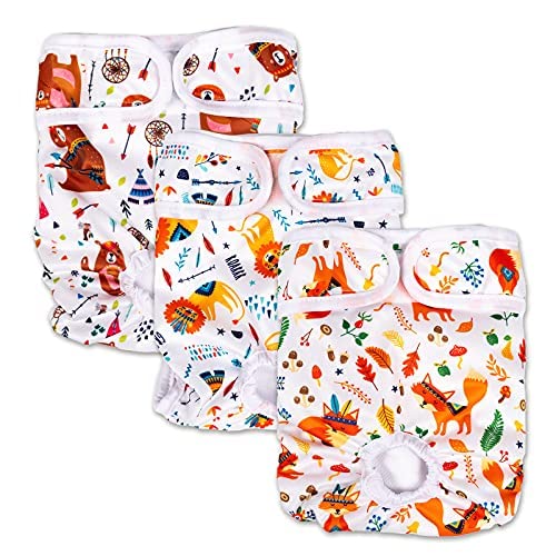 Dono Pañales reutilizables para perros femeninos paquete de 3, pañales lavables súper absorbentes, cómodos pañales para mascotas, bragas sanitarias para perros pequeños, medianos y grandes