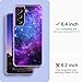 GUAGUA Compatible with Samsung Galaxy S21 FE 5G Case 6.4 Inch Glow in The Dark Noctilucent Luminous Space Nebula Slim Fit Cover Protective Anti Scratch Case for Galaxy S21 FE, Blue/Purple