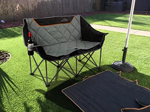 FAIR WIND Oversized Fully Padded Camping Chair Folding Loveseat Camping Couch Double Duo Chair Heavy Duty Quad Fold Arm Chair with Cup Hold の商品画像 1