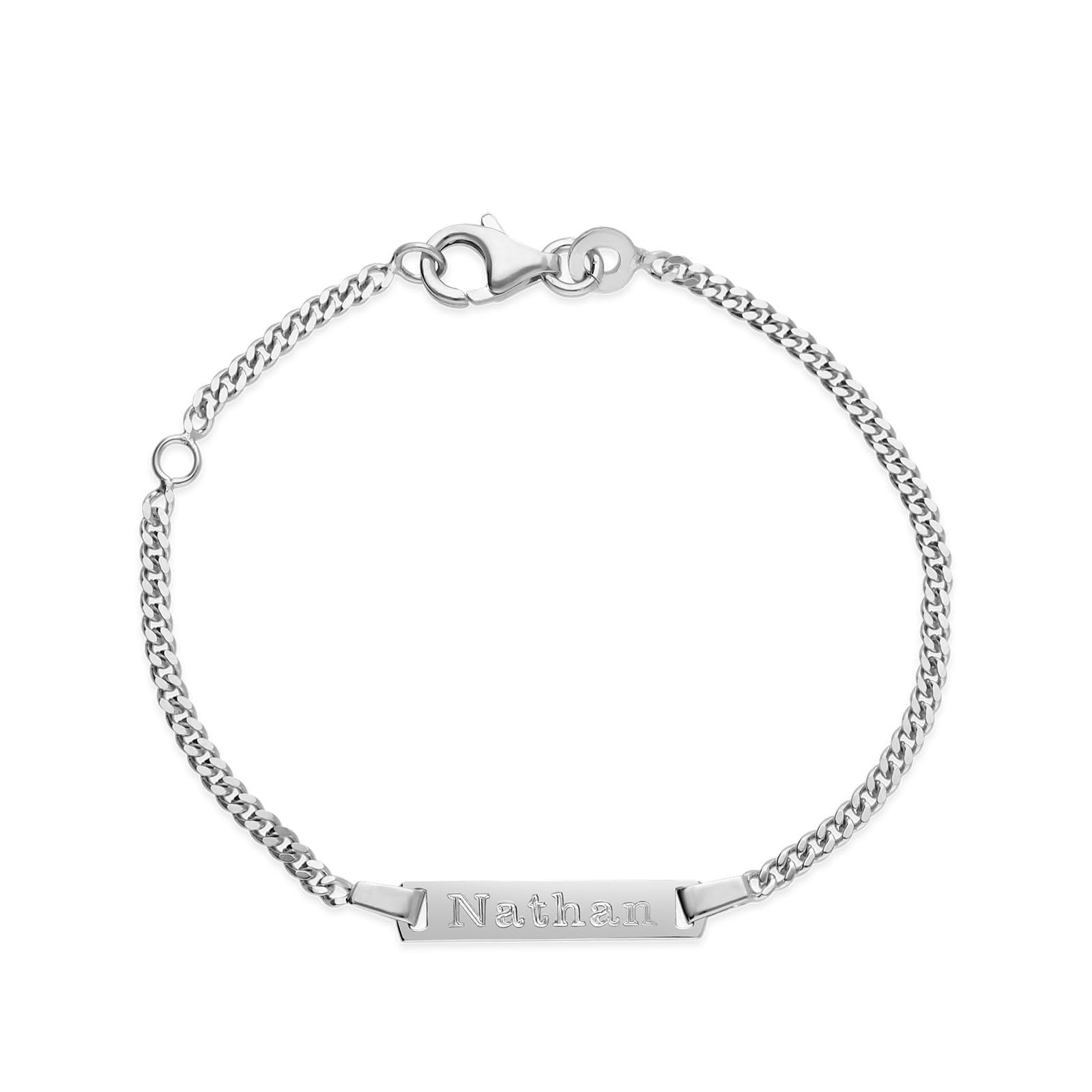 Moments Precieux - Pulsera infantil con placa personalizada, color plateado