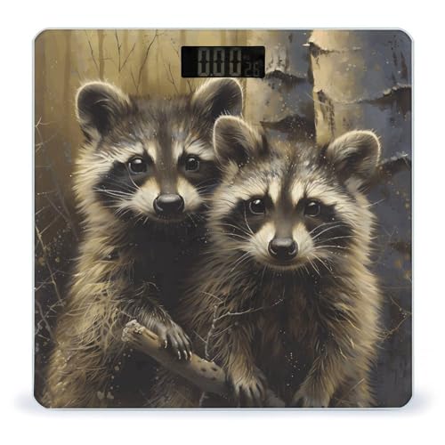 Báscula digital para baño Racoons, vidrio templado 26x26 cm