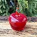 Red Glass Apple Figurine – Hand-Blown Murano-Style Fruit – Art Glass Apple Ornament for Kitchen Shelf or Desk – Collectible Paperweight & Gift