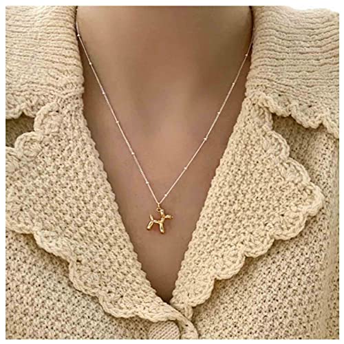 Dervivea Collier ras du cou minimaliste pour chien avec pendentif en forme de ballon - Chaîne satellite argentée - Collier doré pour chiot, caniche - Bijoux pour femme et fille Cover