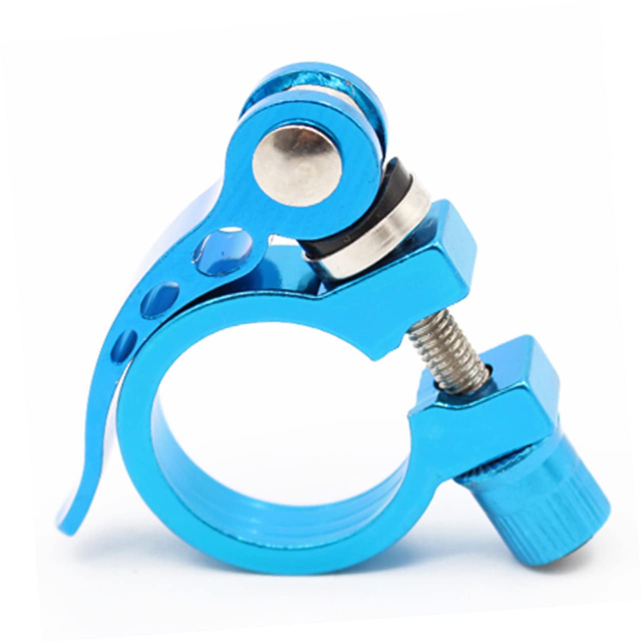Abaodam Blue Aluminum Alloy Seatpost Clamp for Road and Casual Bikes Quick Release Design Easy Installation Tool Lightweight and Durable Clamp for Cycling