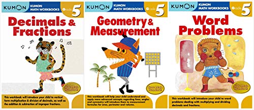 Kumon Grade 5 Math workbooks (3 books) - Fraction, Geometry & Measurement and Word Problem