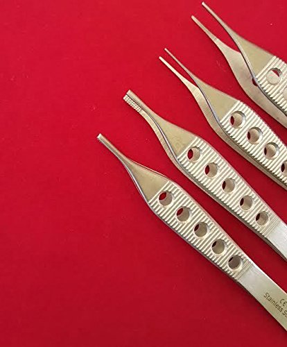 Set of 4 ADSON Dressing +ADSON Brown Tissue Plastic Surgery FORCEP FENESTRATED Gold HND