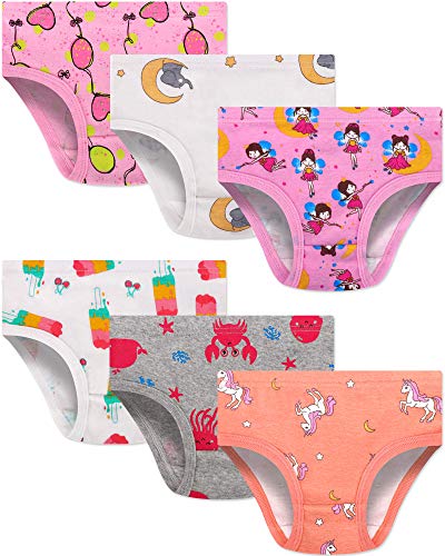 Blooven Girls’ Underwear Soft Cotton Toddler Panties Briefs (Pack of 6)