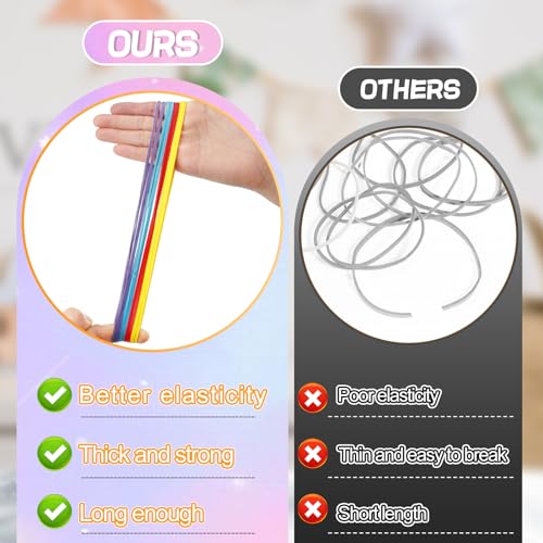 Image of 120Pcs 4 Colors 7 inchL x 0.12 inchW Large Thick Rubber Bands, Office Supplies