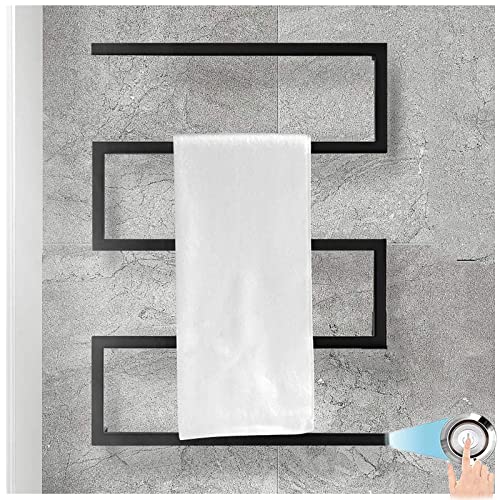 Toalleros electricos bajo Consumo Negro 89W, Calentador de Toallas electrico Pared Acero Inoxidable radiador calienta con 5 Bar secador de Toallas baño electrico