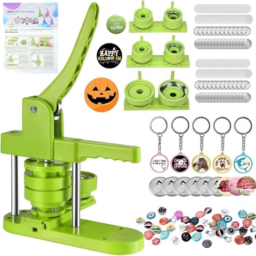 Button Maker Machine Pin Maker Machine Multiple Sizes 25-32-58mm 500 Buttons 15 Bottle Openers 15 Fridge Magnets 15 Keychain Buttons 500+ Free Designs 3 Circle Cutters (green)