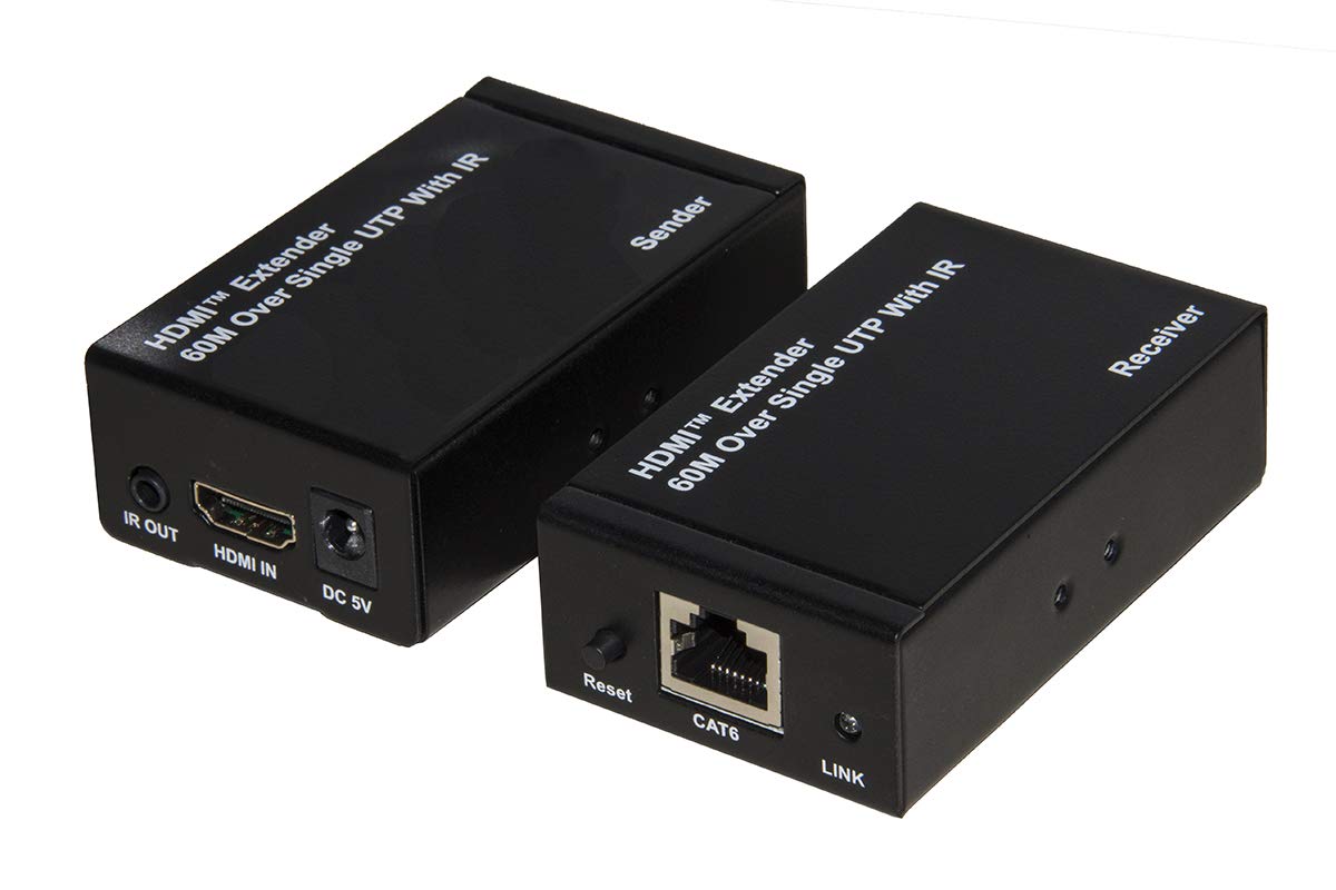 LINK LKEXT161 Extensor Hdmi Mediante Cable de Red Cat 6 hasta 60 Metros 1080P con Mando infrarrojo, Negro