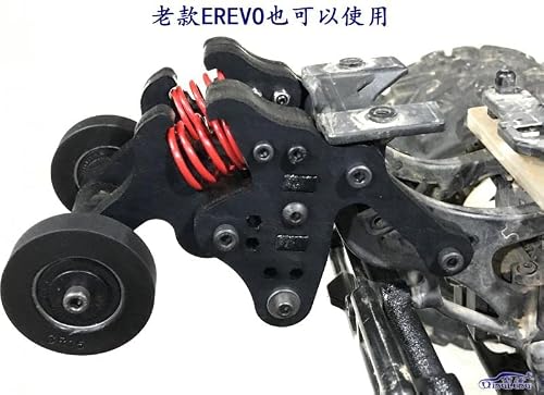 QingLeng Nylon Sturdy & Stable Wheelie Bar with Dual Spring Buffer for Traxxas 1/10 EREVO 2.0 E-REVO E REVO - Black Wheels