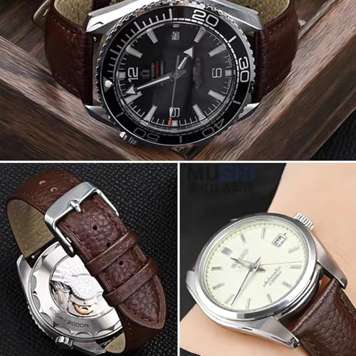 Image of Genuine Leather Watch Band Hand-Stitched Texture Padded Italian Leather Strap Quick Release 12mm 13mm 14mm 15mm 16mm 17mm 18mm 19mm 20mm 21mm 22mm 23mm 24mm Replacement Band for Women Men