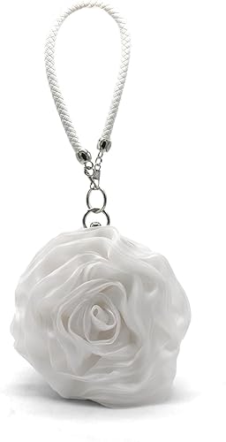 Miniatura 2 de DEBIMY Bolso de noche en forma de rosa, bolso de mano de satén suave, bolso de mano floral para mujer, bolso de fiesta de boda