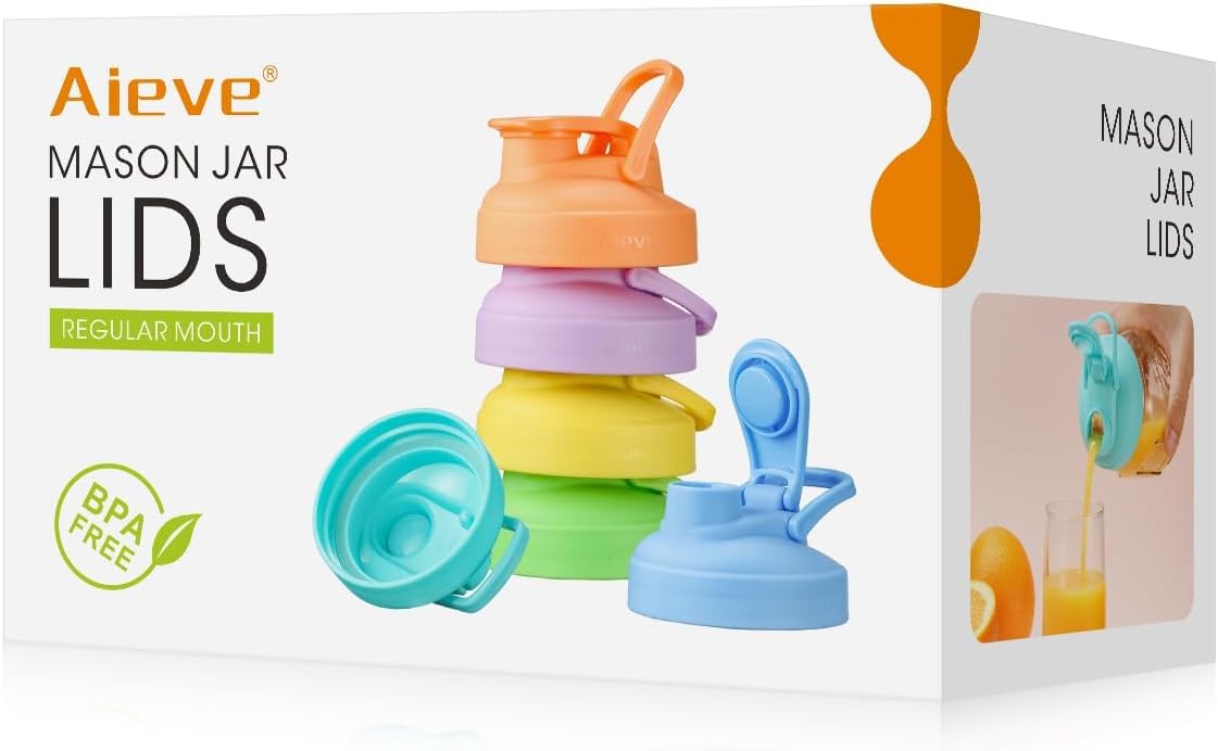 Aieve Regular Mason Jar Pour Spout Lid