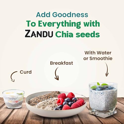 Image of Zandu Chia Seeds- 200GM (Pack of 2) I Premium & Raw Seeds I Rich in Omega-3 Fatty Acids I Helps in Weight Management I Rich in Dietary Fiber I Rich in Protein I Resealable Pack
