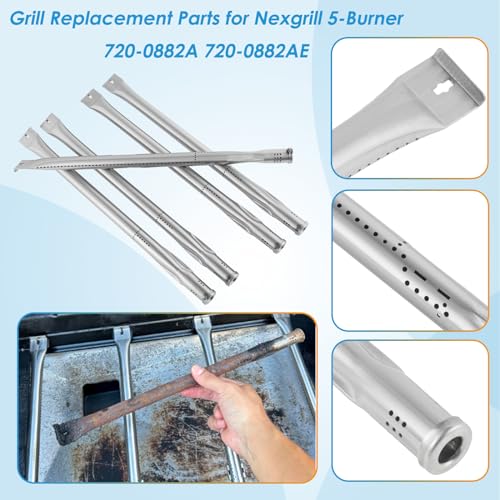 Image of Replacement Parts Kit for Nexgrill Evolution Infrared Plus 5-Burner 720-0882A 720-0882AE 730-0882 730-0882AE, Heat Shield and Burner Kit for Nexgrill Replacement Parts 5 Burner
