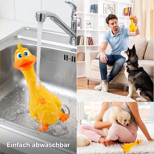 Esshogo Latex-Hühner-Hundespielzeug,Zähneknirschen und Waschen, Quietschspielzeug für Hunde, Niedlicher Look, Interaktive Spiele, Latex-Hühnchen, Quietschendes (Gelb)
