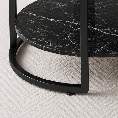 Image of NEST NATURE HAVEN Coffee Table for Office, Dining, Tea Room, Center Table for Living Room, Contemporary Simple Cocktail Table with Black Desktop and Black Metal Frame